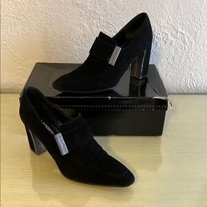 Vintage Karl Largerfeld Black High-Heeled Suede Pumps